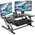 VIVO 91cm Height Adjustable Dual Monitor Stand Up Desk Converter - Black