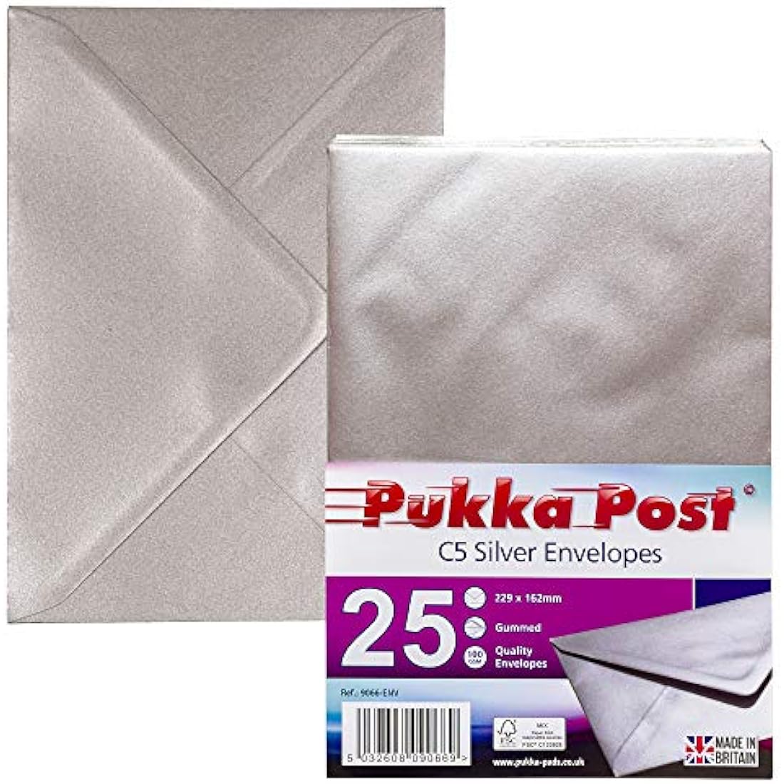 Pukka Post C5 Gummed Envelopes – Silver 100GSM Postal Pack of 25
