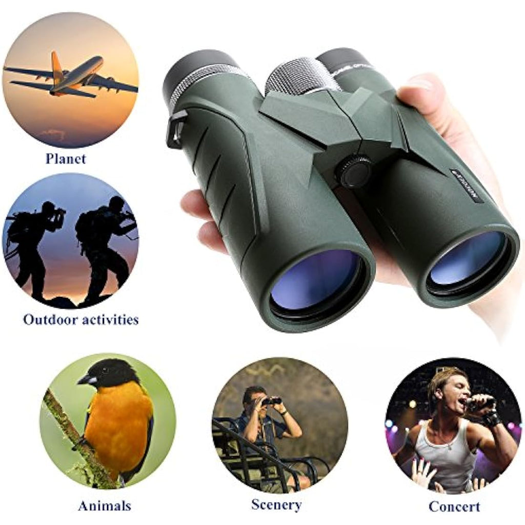 NOCOEX 10x42 Compact Binoculars | HD BAK4 Prism for Bird Watching