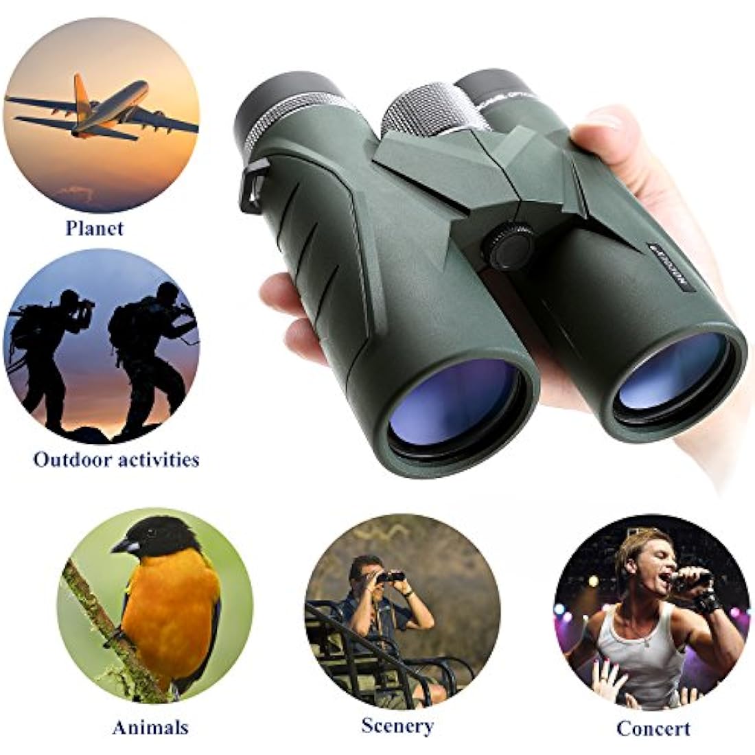 NOCOEX 10x42 Compact Binoculars | HD BAK4 Prism for Bird Watching