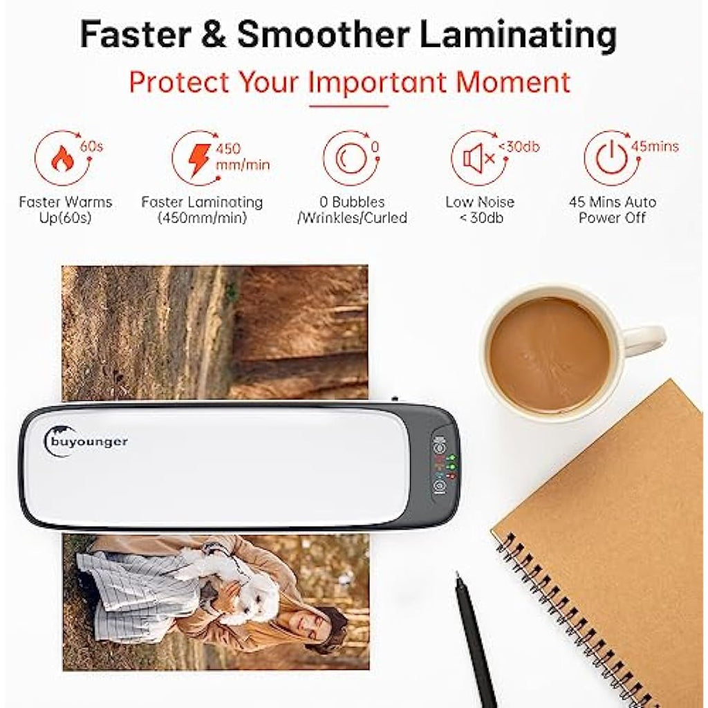 Buyounger A3 Laminator Machine | 60s Warm-up 13-Inch Thermal & Cold