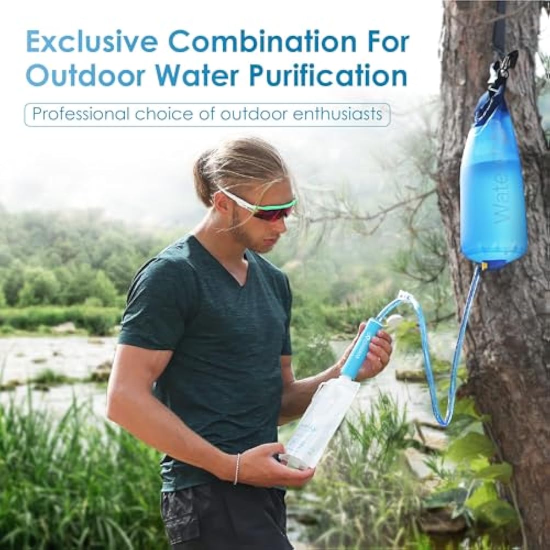 Waterdrop Personal Water Filter Straw with Gravity Bag for Camping & Hiking