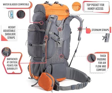 Tripole Walker 65L Hiking Backpack | Internal Frame & Rain Cover
