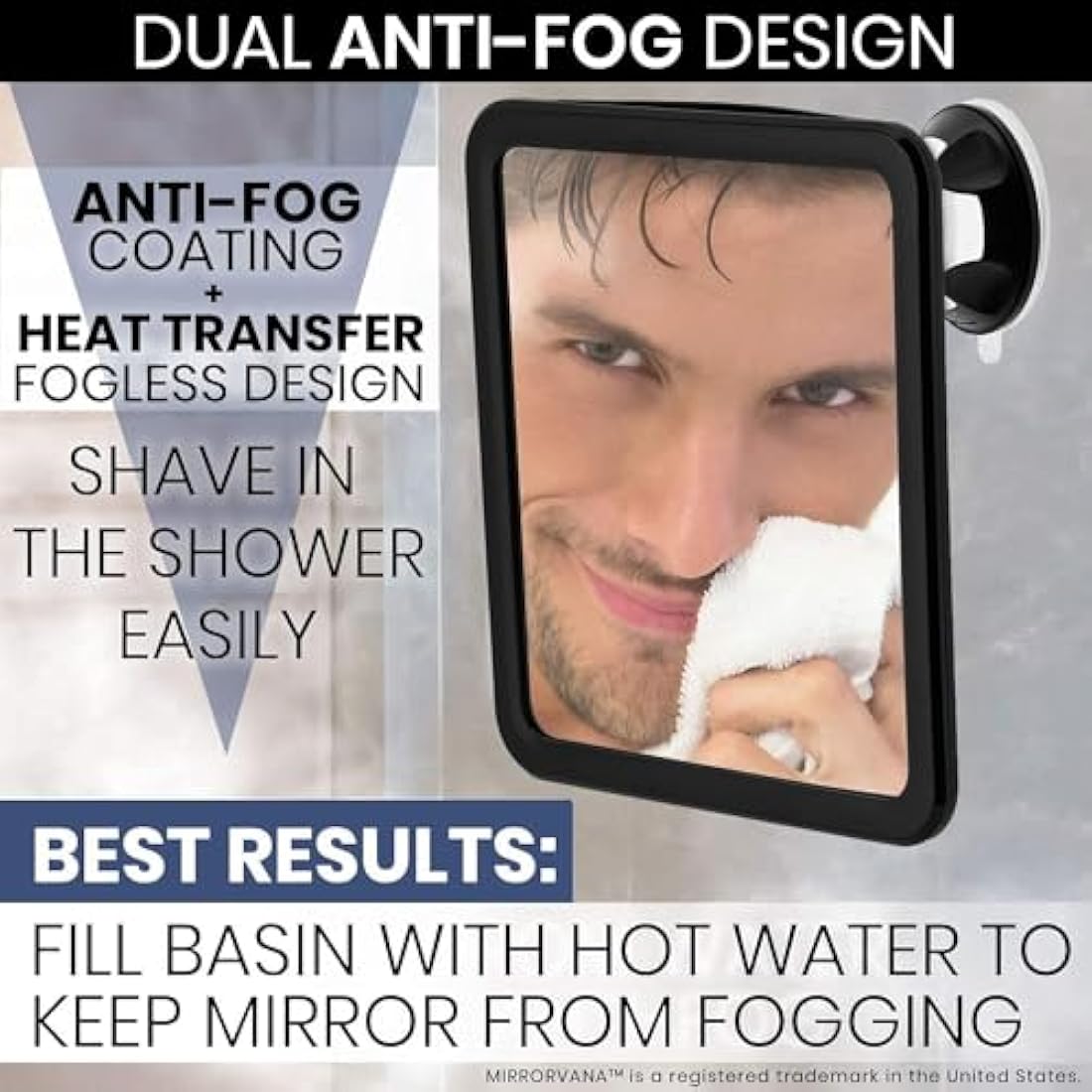 Mirrorvana Fogless Shower Mirror for Shaving – Shatterproof & Suction Cup