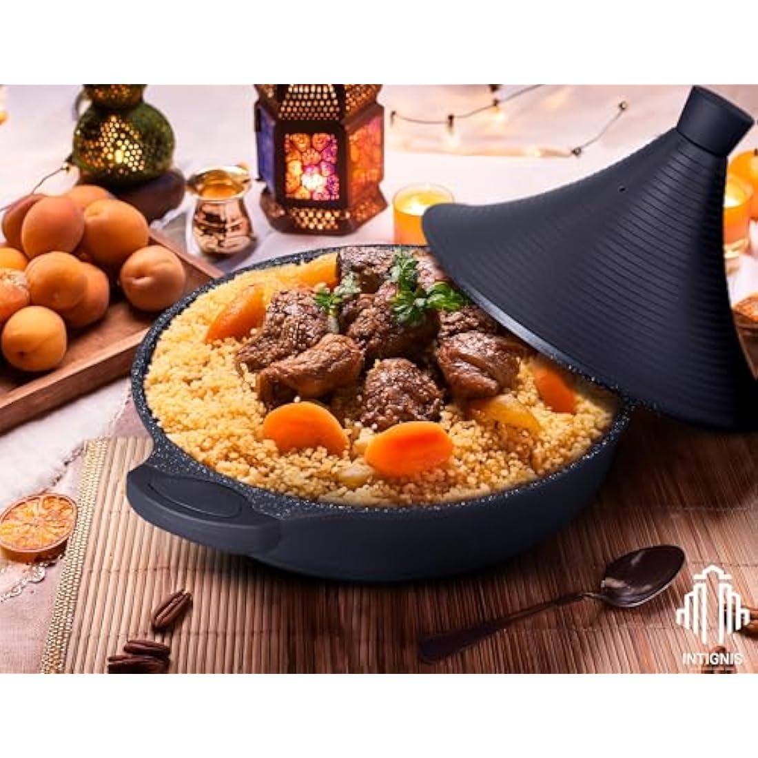 INTIGNIS Nonstick Moroccan Tagine Pot – 28cm Induction Casserole Dish