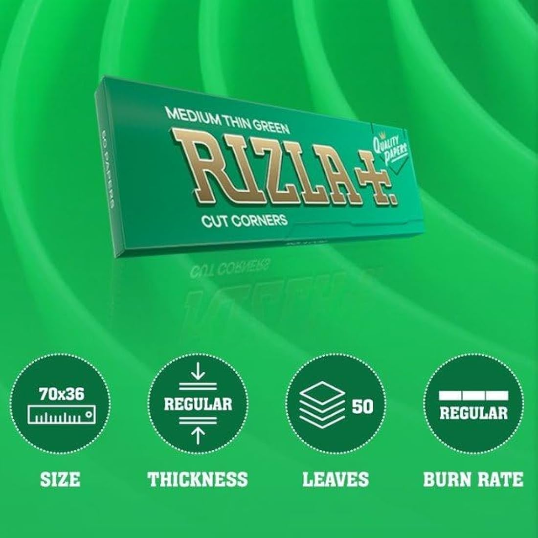 Rizla Green Rolling Papers – Medium Weight Cigarette Paper, 100 Packs