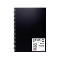Artway Studio A3 Spiral Bound Sketchbook | 170gsm Black Hardback