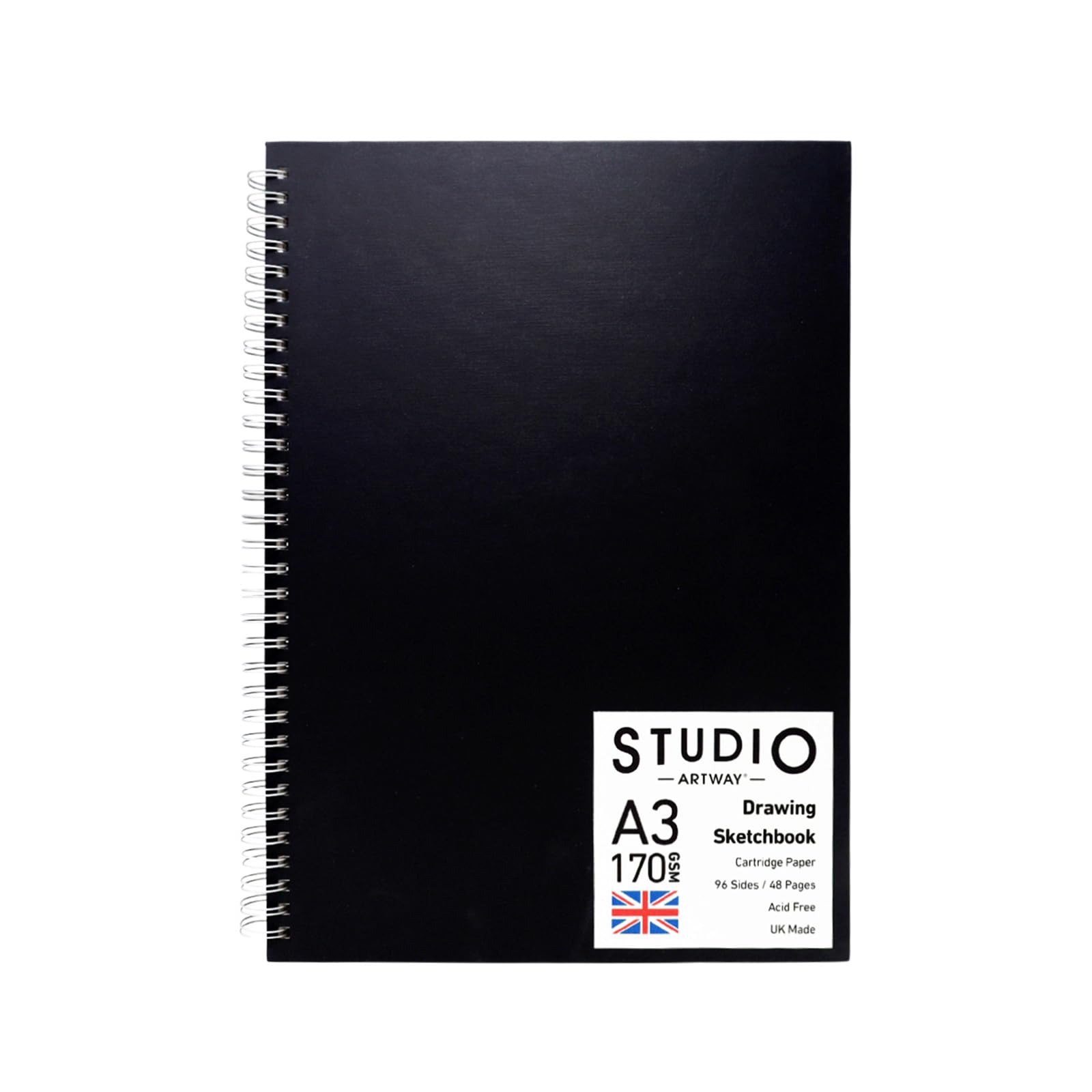 Artway Studio A3 Spiral Bound Sketchbook | 170gsm Black Hardback