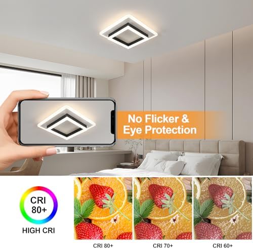 Comely Modern Square LED Ceiling Light – 30W 4500K Black & White