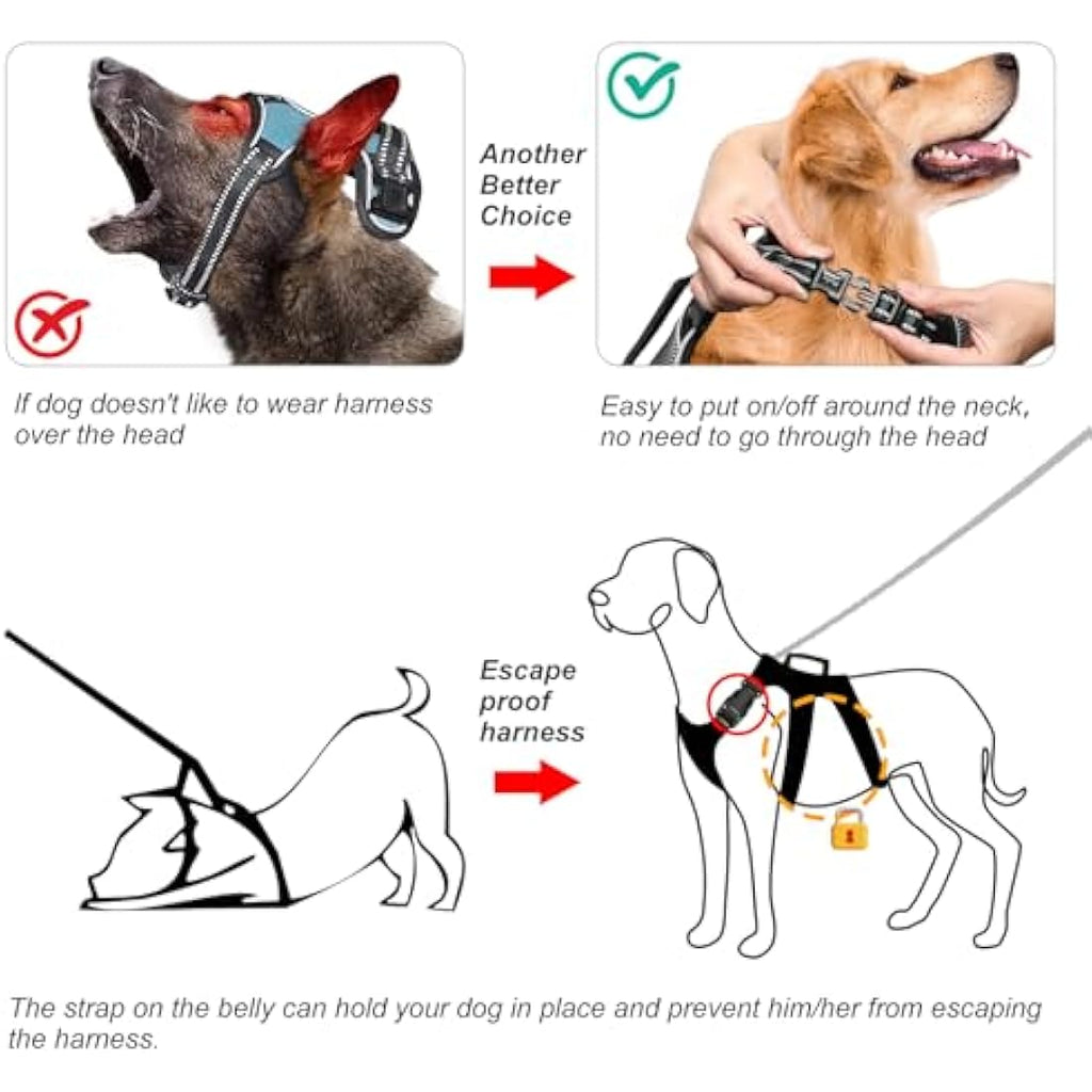 Jolof Store Escape Proof No Pull Dog Harness – Reflective Adjustable Vest