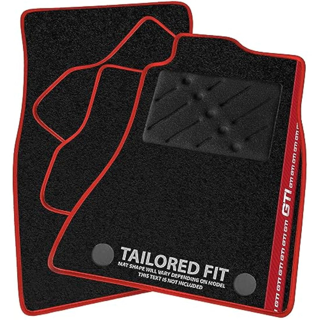 VW Golf MK7 2013-2020 Car Mats - Black Carpet with Red GTI Stripe
