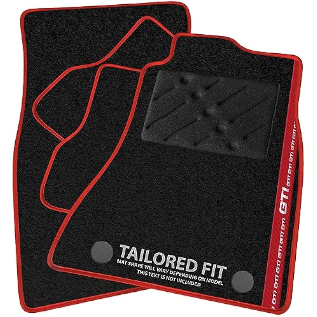VW Golf MK7 2013-2020 Car Mats - Black Carpet with Red GTI Stripe