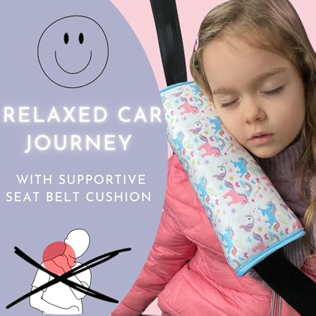 HECKBO Unicorn Car Seatbelt Pillow – Soft Washable Travel Cushion