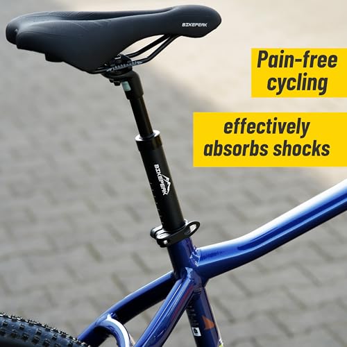 BikePeak Suspension Seatpost - 350mm Adjustable Shock Absorber with 4 Springs