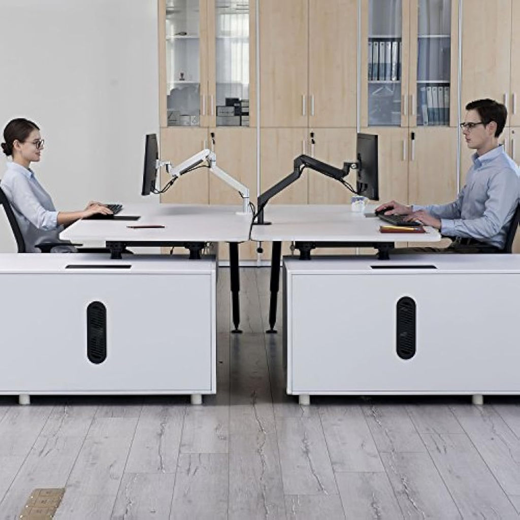 ThingyClub Single Gas Spring Monitor Arm | 10-27" VESA Desk Mount - Silver