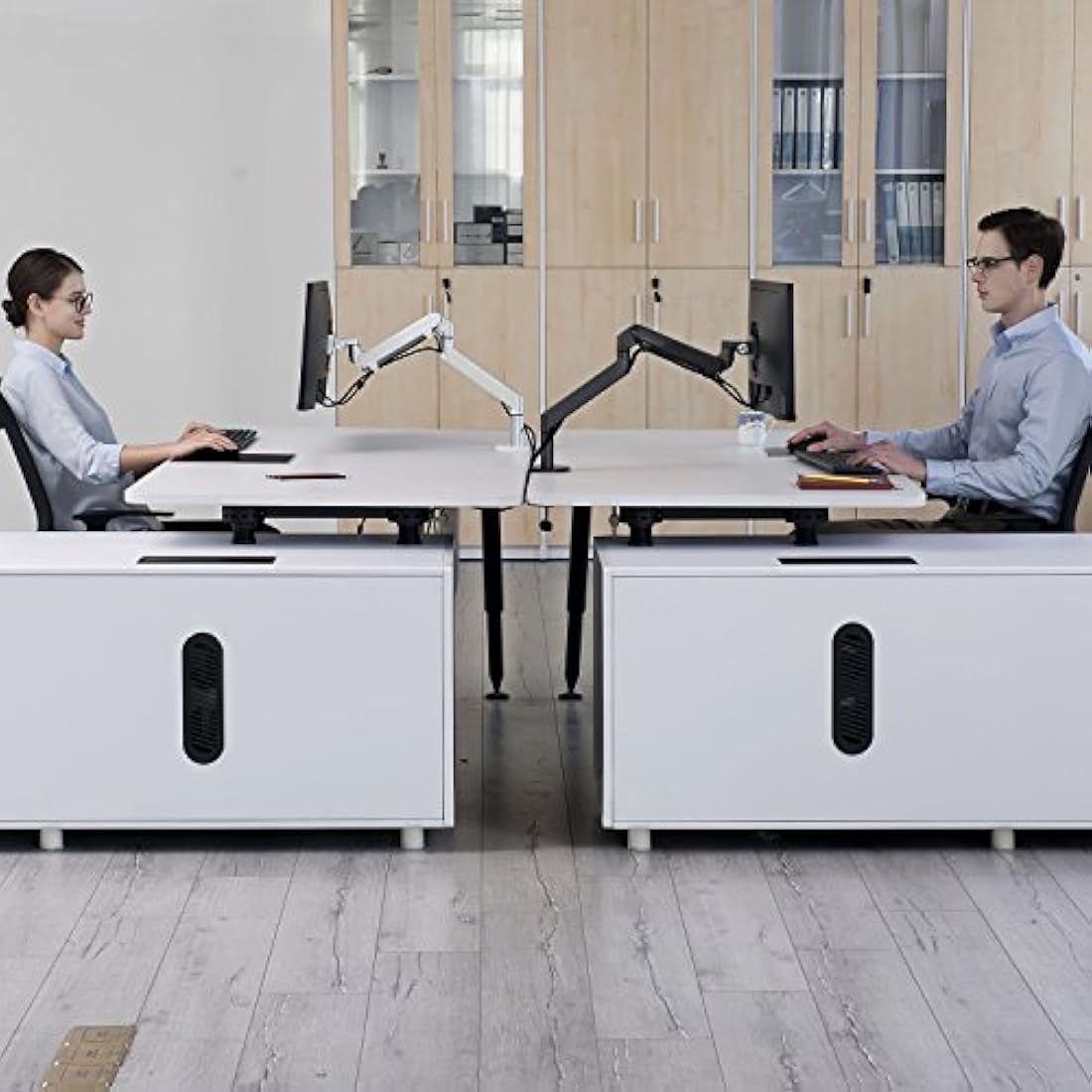 ThingyClub Single Gas Spring Monitor Arm | 10-27" VESA Desk Mount - Silver