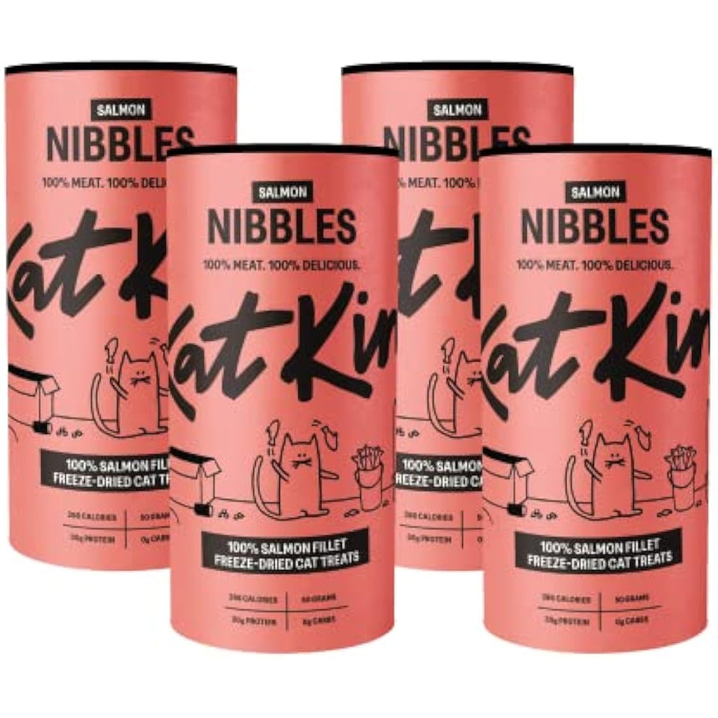 KatKin Salmon Nibbles | Freeze-Dried Cat Treats | 100% Salmon Fillet (4 Pack)