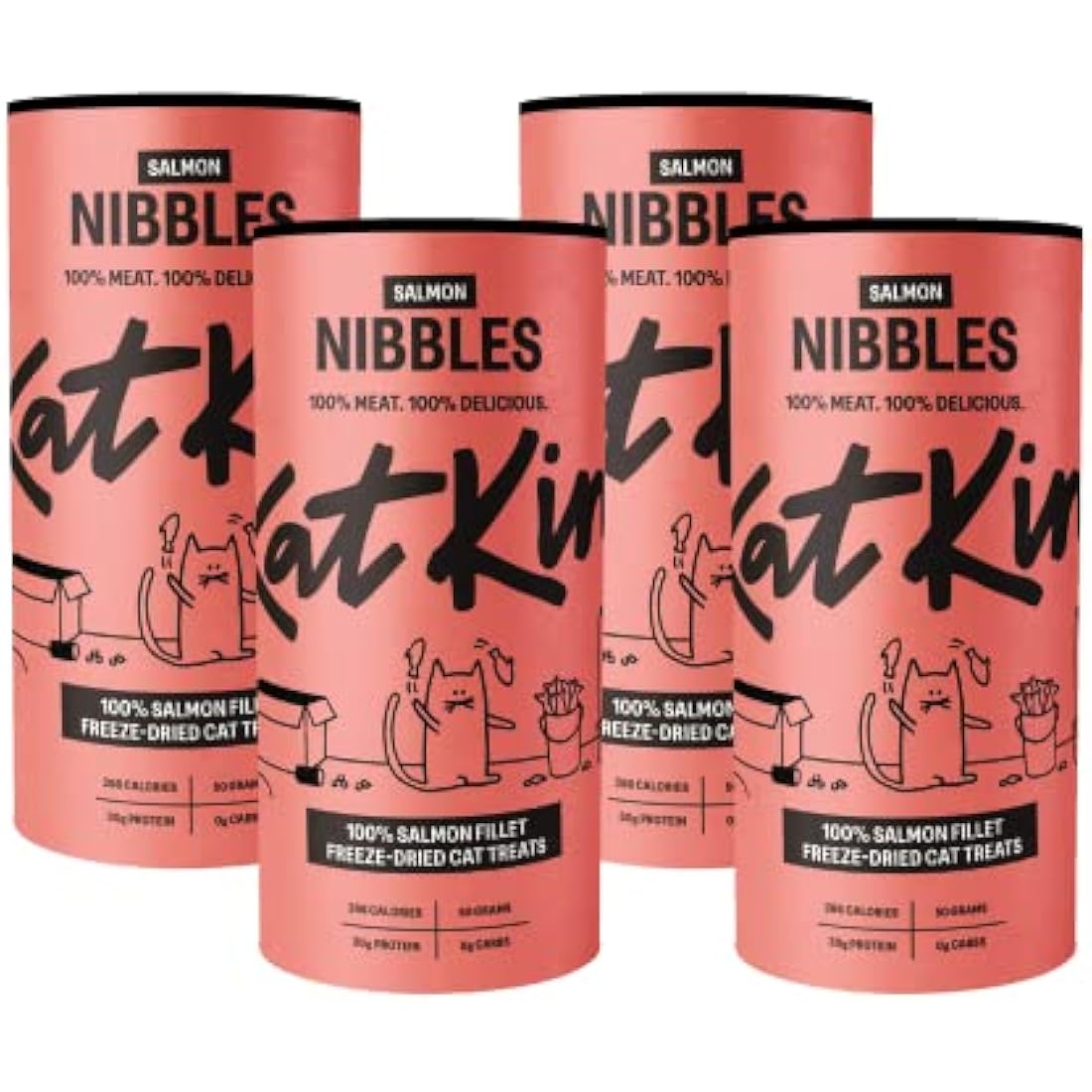 KatKin Salmon Nibbles | Freeze-Dried Cat Treats | 100% Salmon Fillet (4 Pack)