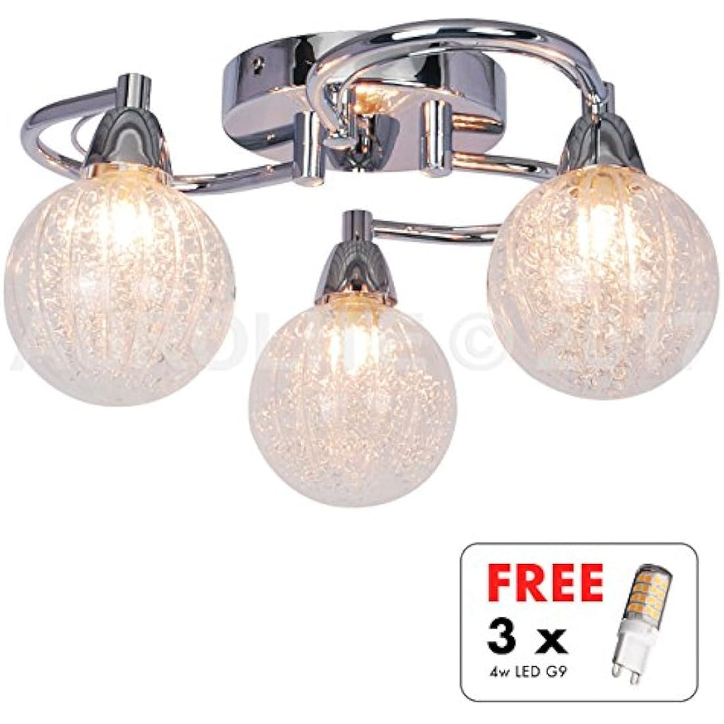 Aurolite Bolla 3-Light LED Semi Flush Ceiling Light | Polished Chrome
