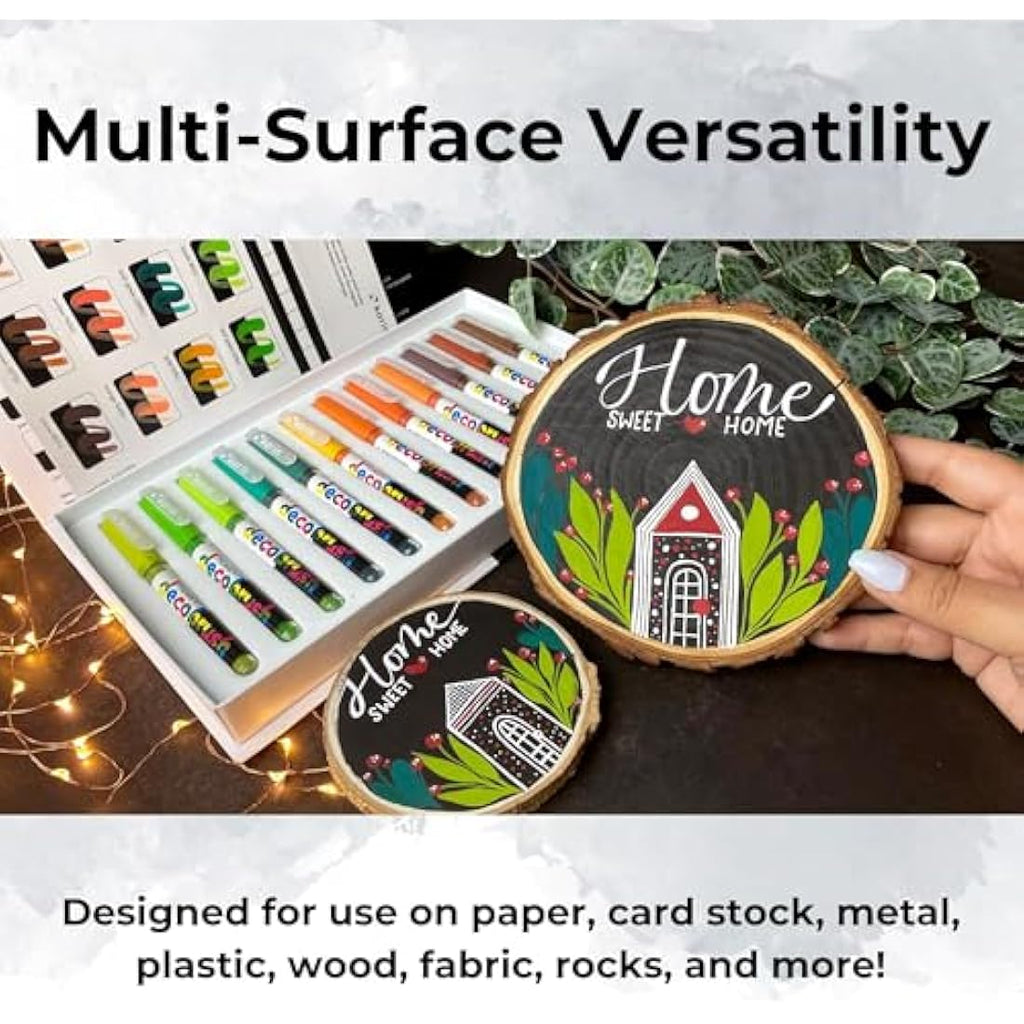 Karin Pigment Decobrush Marker Pens - 12 Nature Tones - Acrylic Brush
