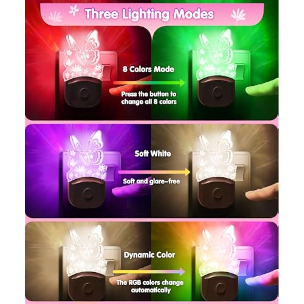 LOHAS Butterfly LED Night Light | Dusk to Dawn Sensor | RGB & Warm White