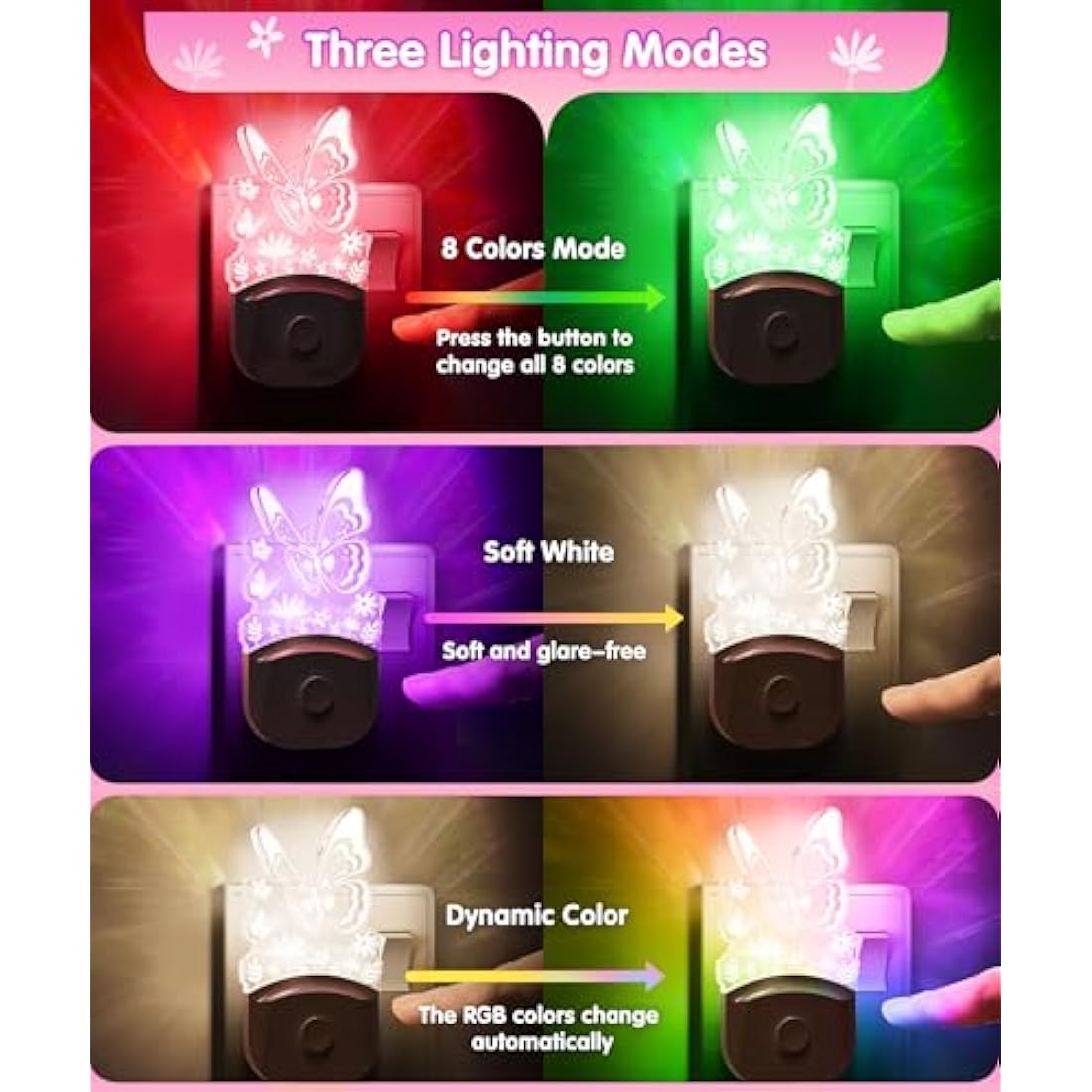 LOHAS Butterfly LED Night Light | Dusk to Dawn Sensor | RGB & Warm White