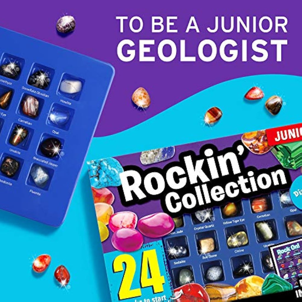 Dr. Daz 24-Piece Gemstone Collection & Rock Mineral Kit for Kids