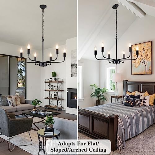 MRHYSWD 6-Light Black Vintage Chandelier | Adjustable Industrial Pendant