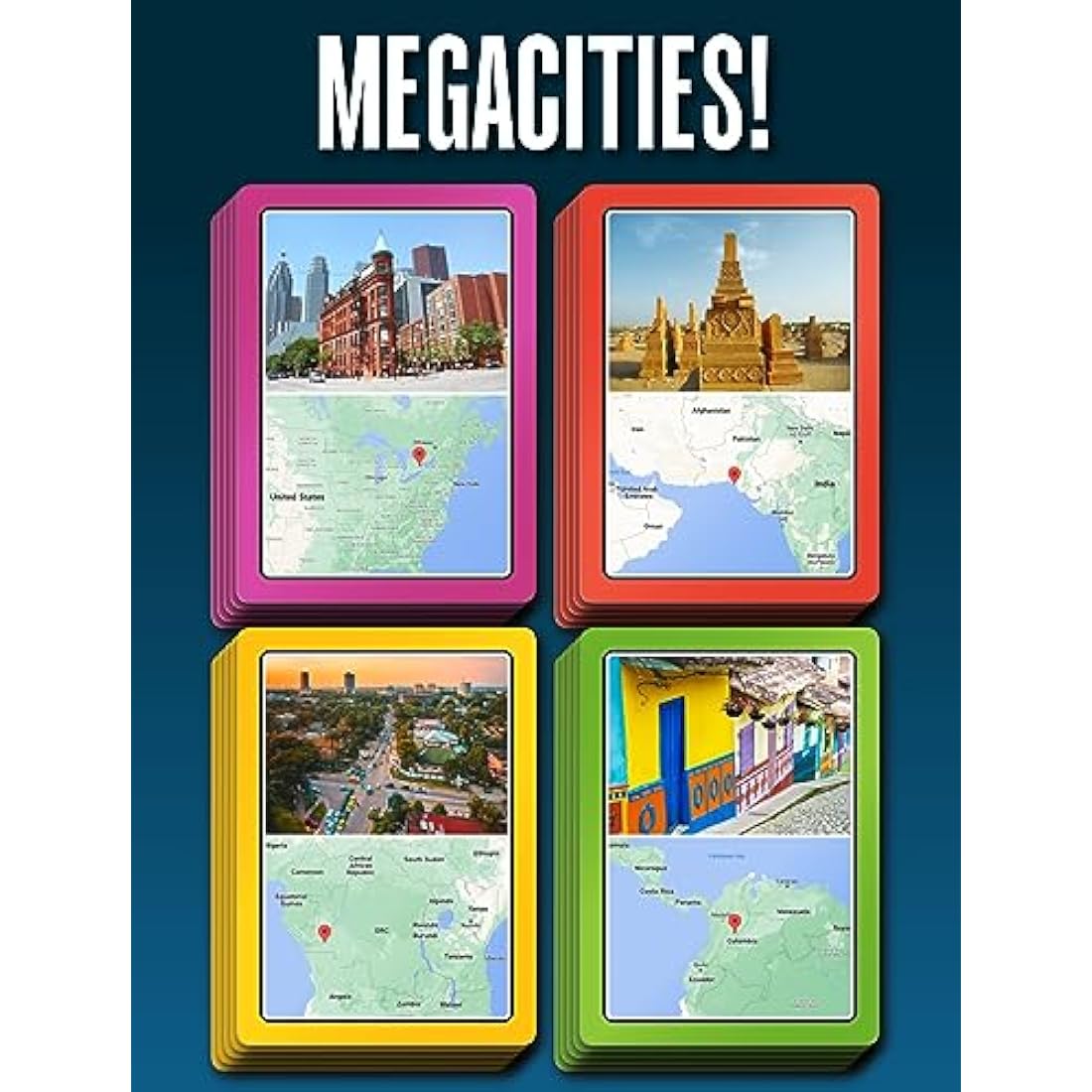 Megacities 7-in-1 Travel Card Game – Educational Geography Quiz