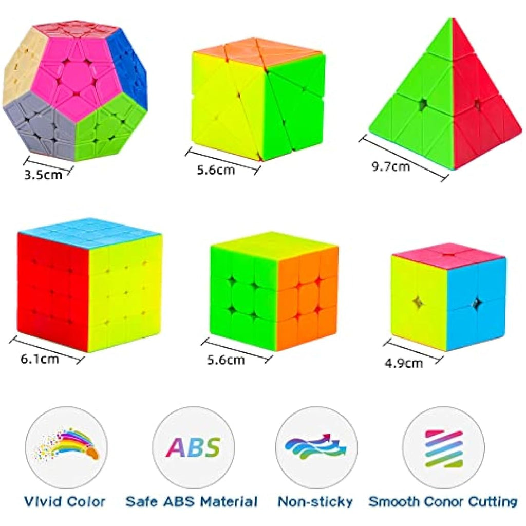 Coolzon Speed Cube Set | 6 Pack Stickerless Magic Puzzles for All Ages