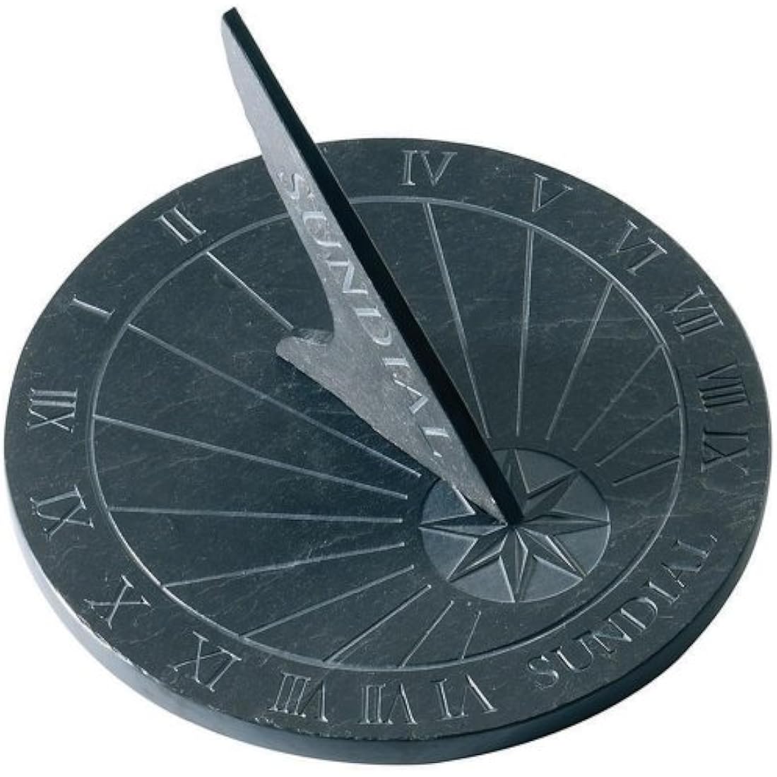 Esschert Large Round Slate Garden Sundial - Blue Stone Decor, 9.75"
