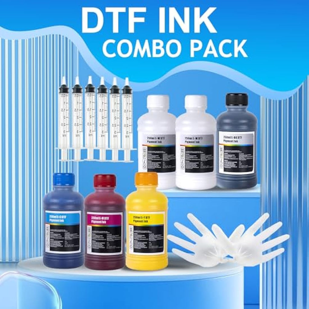 LCL Premium DTF Ink Refill Kit | 1500ml CMYK+2W for Epson Inkjet Printers