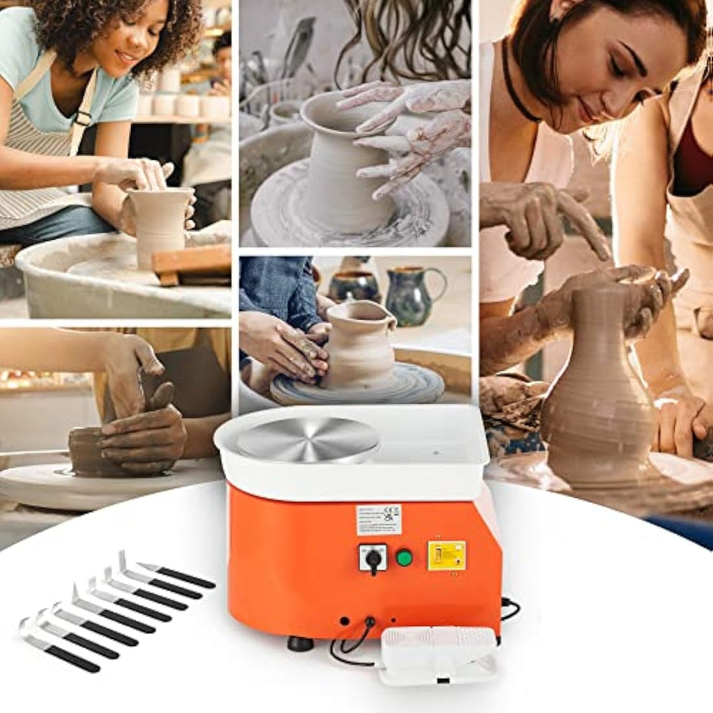 Creworks 350W Electric Pottery Wheel | 25cm Turntable with Foot Pedal