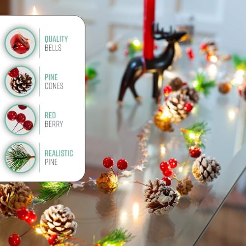 GloBrite 2M Pre-Lit Christmas Garland | 20 LED Battery Operated Greenery