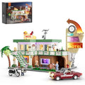 FUNWHOLE City Car-Hotel Modular Building Set with Lights – 1970 Pieces