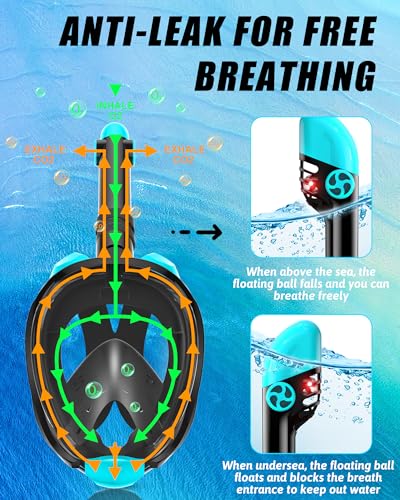 Lealinga Full Face Snorkel Set | Panoramic Mask and Adjustable Fins