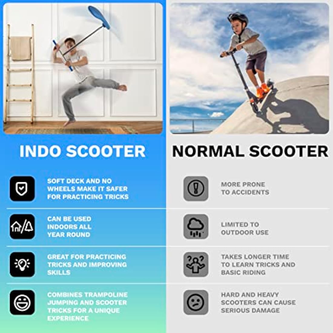 INDO Pro Trick Scooter – Lightweight Stunt Scooter for Trampolines