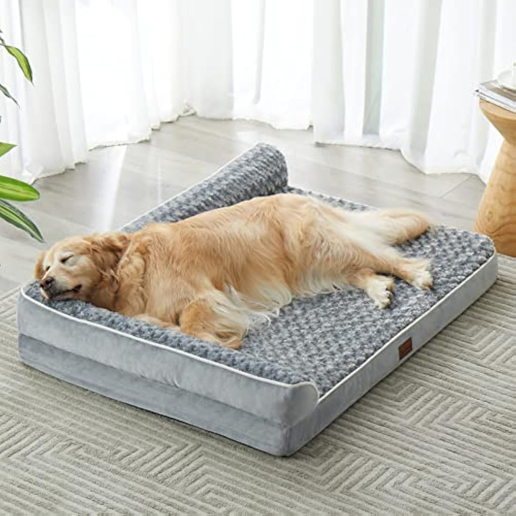 BFPETHOME Large Orthopedic Dog Bed | Waterproof Washable Sofa Bed, Grey
