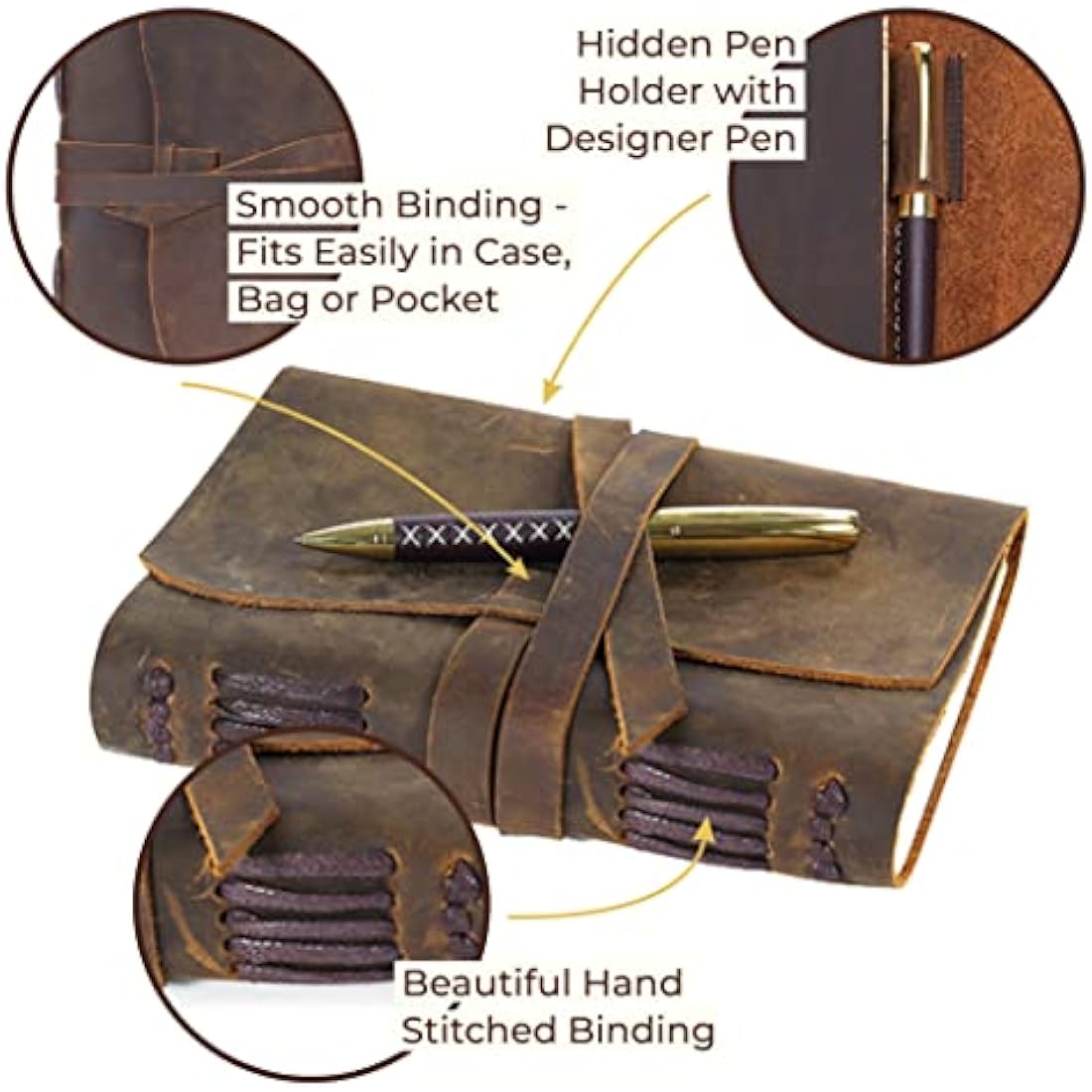 Jolof Store Handmade Leather Journal Gift Set | A5 Travel Diary with Pen
