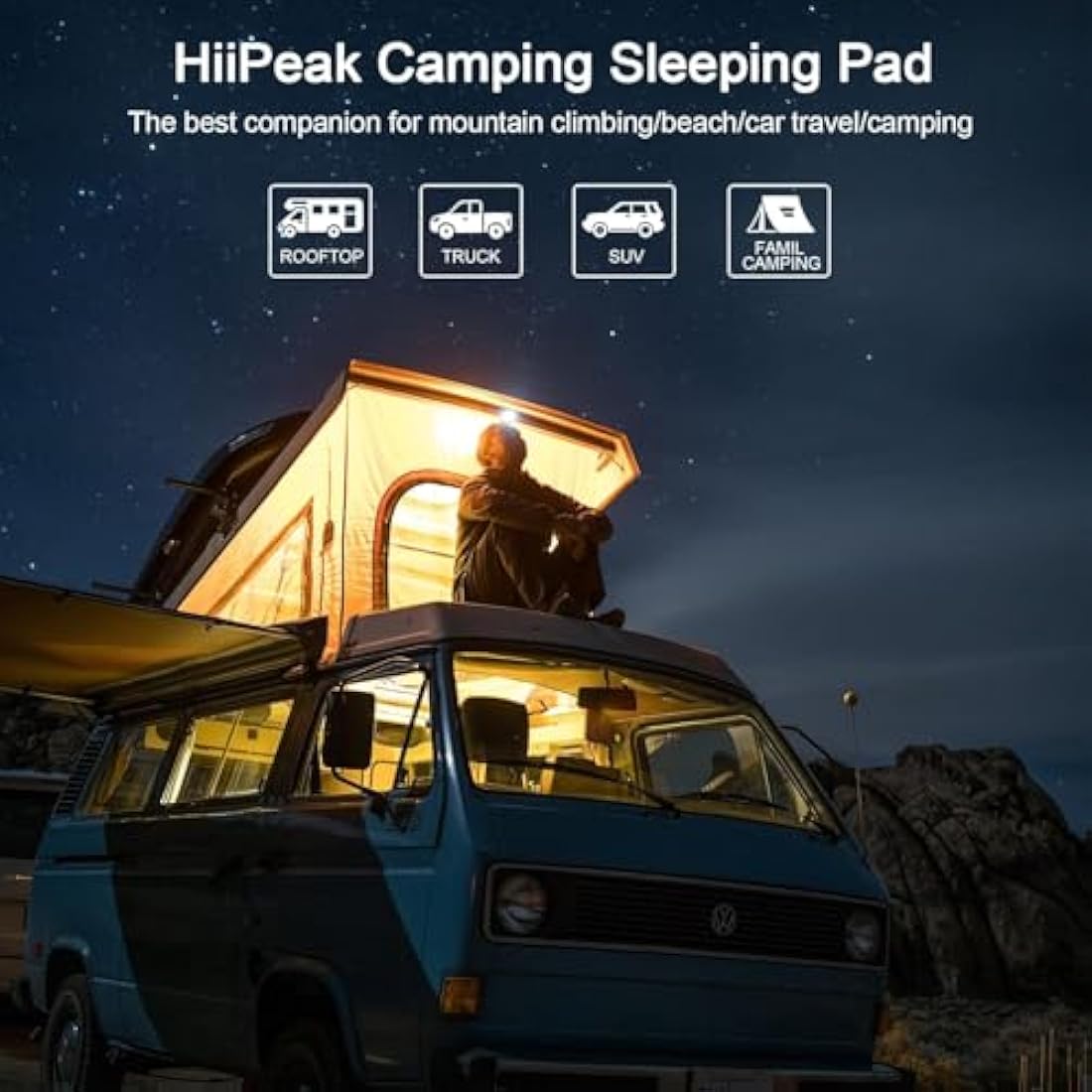 HiiPeak Double Camping Sleeping Pad | Ultralight Inflatable Mat with Pillow