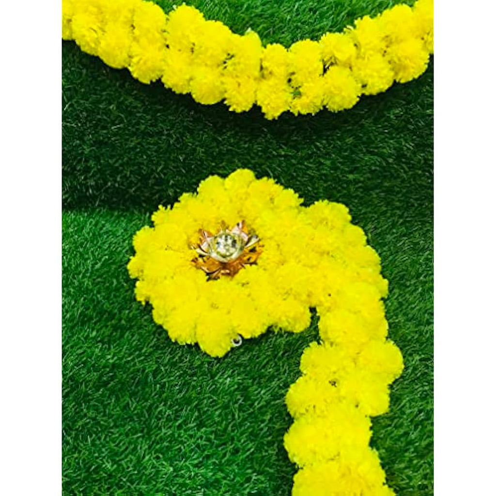 Jolof Store Artificial Marigold Garland - 5ft Yellow Floral Decor (5 Pack)
