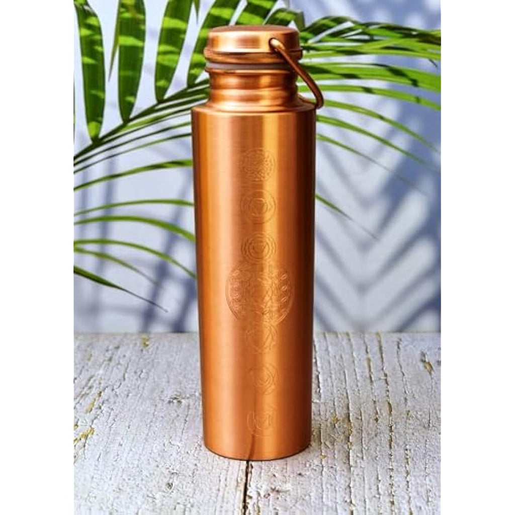 Jolof Store 7 Chakra Pure Copper Water Bottle - 1000ml Matte Finish