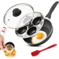 2-in-1 Egg Poacher & Nonstick Granite Fry Pan with Lid