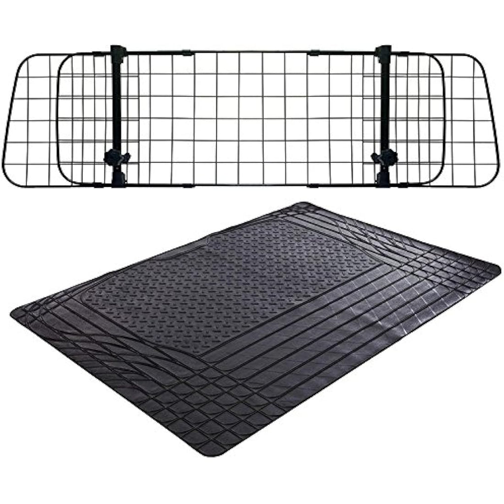 XtremeAuto Universal Rubber Car Boot Liner & Mesh Dog Guard Barrier Kit