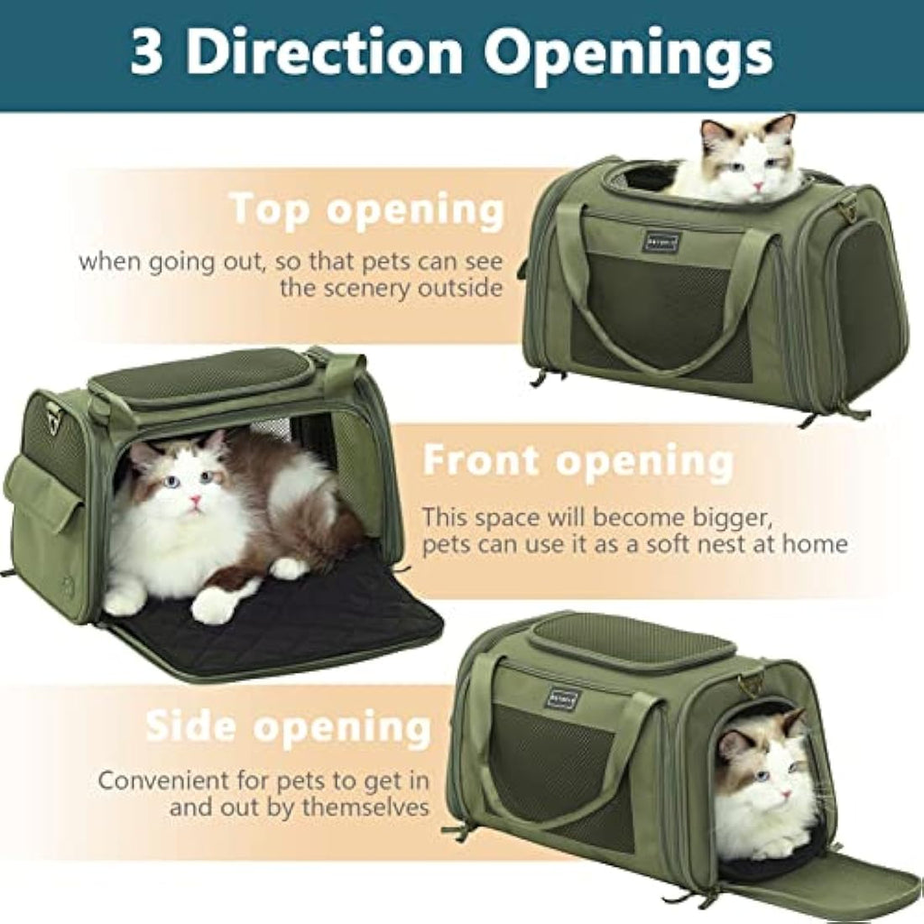 Cat Carrier – Airline Approved Oxford Pet Travel Bag, Green