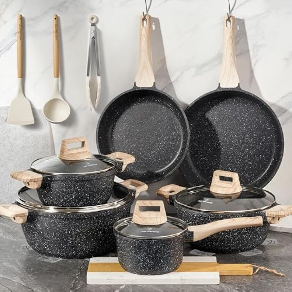 Just Perfecto 15-Piece Non-Stick Granite Cookware Set for Induction