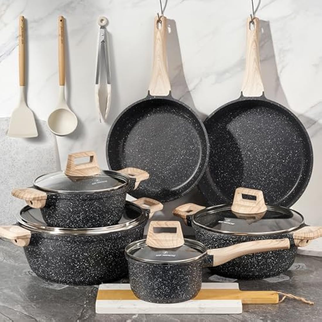 Just Perfecto 15-Piece Non-Stick Granite Cookware Set for Induction