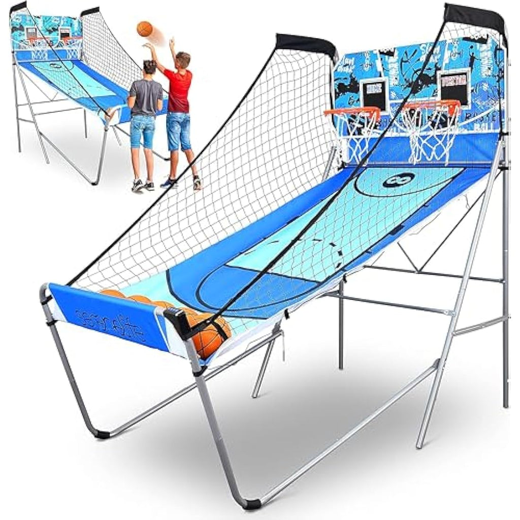 SereneLife Dual Shot Basketball Arcade Game – Foldable Indoor Hoop