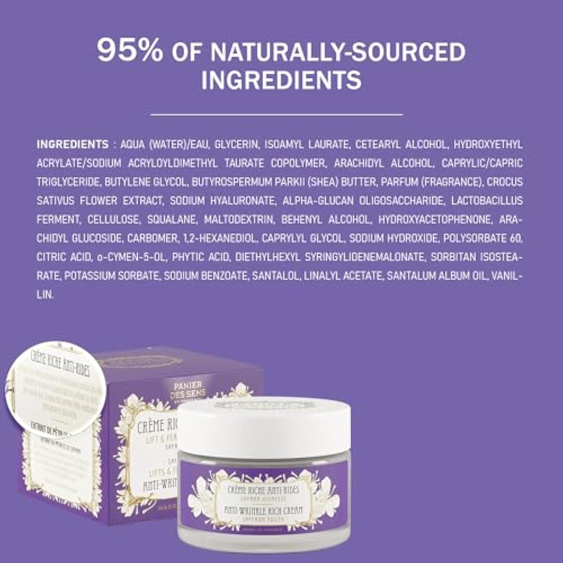 Panier des Sens Anti-Aging Face Cream with Hyaluronic Acid & Saffron – 50ml