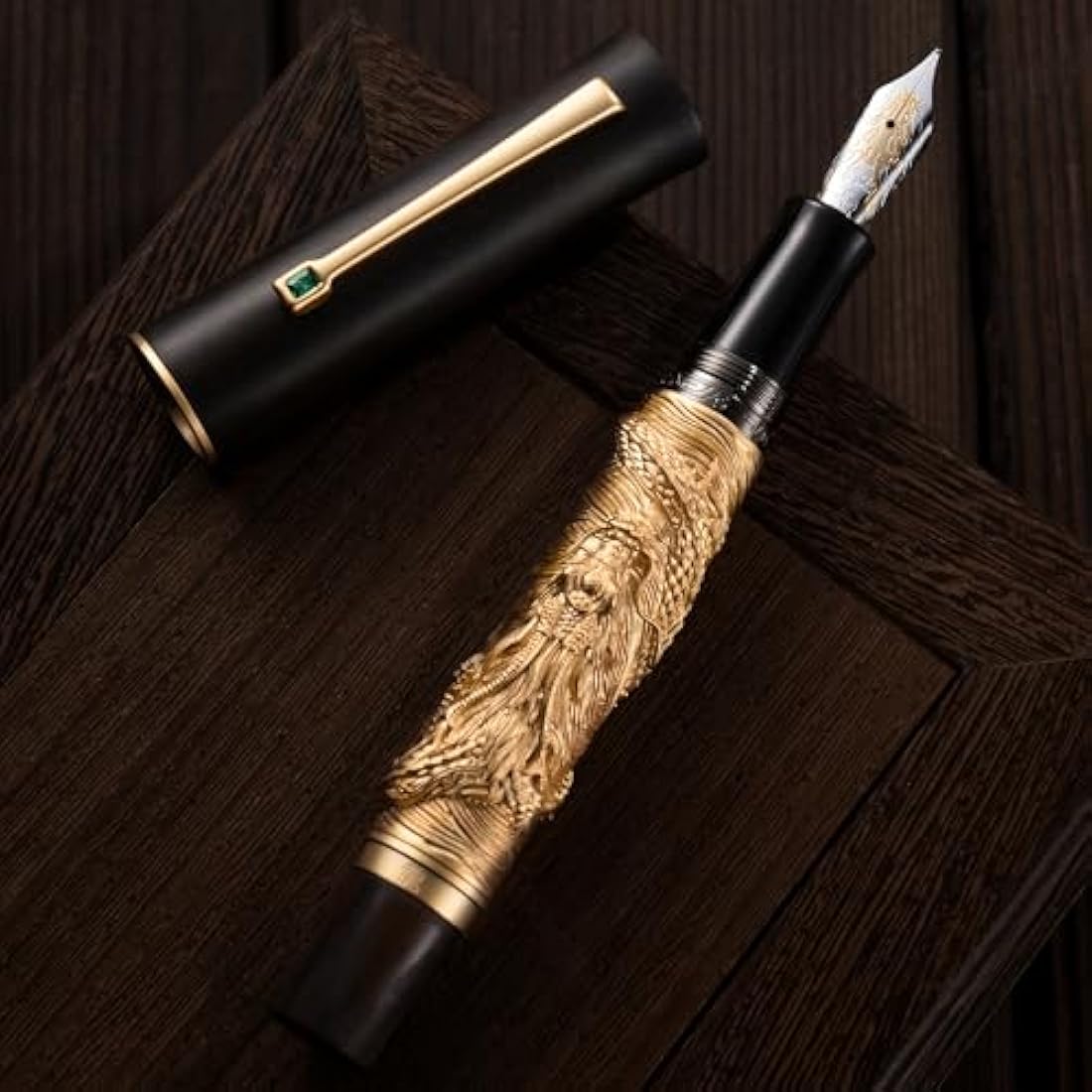 Hongdian N24 Dragon Fountain Pen | Fine Nib Rosewood Luxury Writing Pen